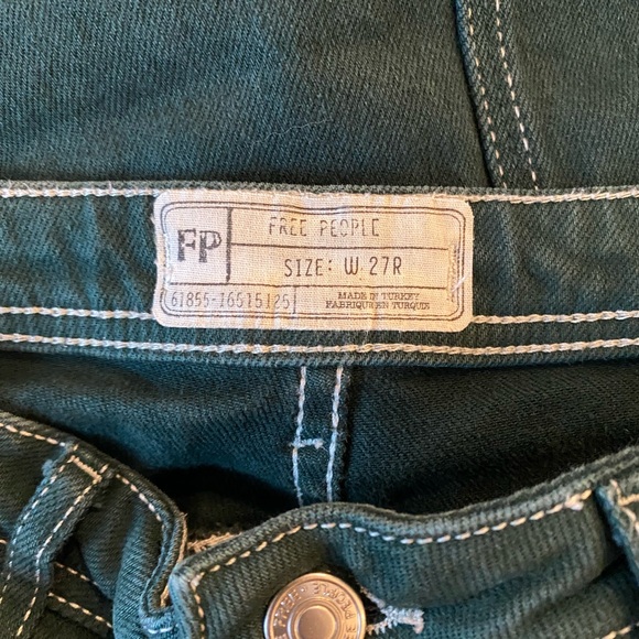 Free People High Rise Foxy Flare Green Denim Pant - Picture 6 of 6